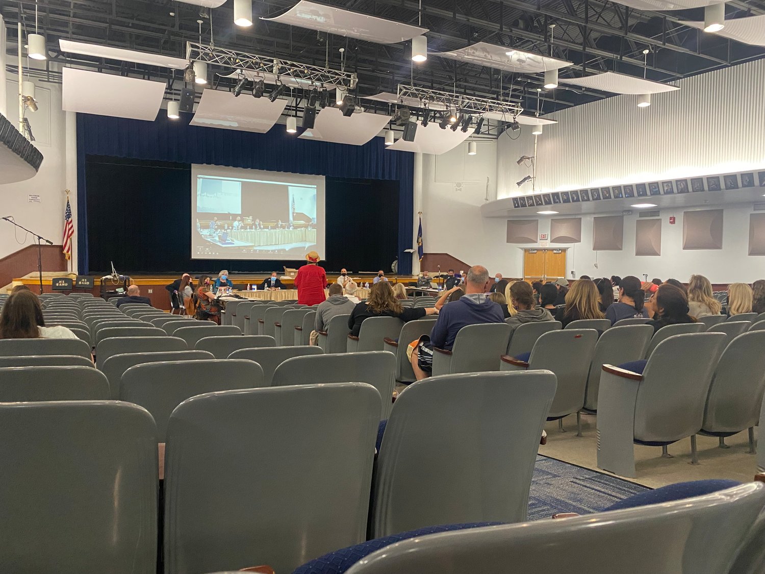 The scene at the Sayville Board of Education meeting on June 10.